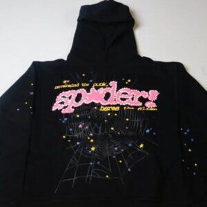 Sp5der P*NK Hoodie Black Pullover Streetwear Mens Womens Unisex